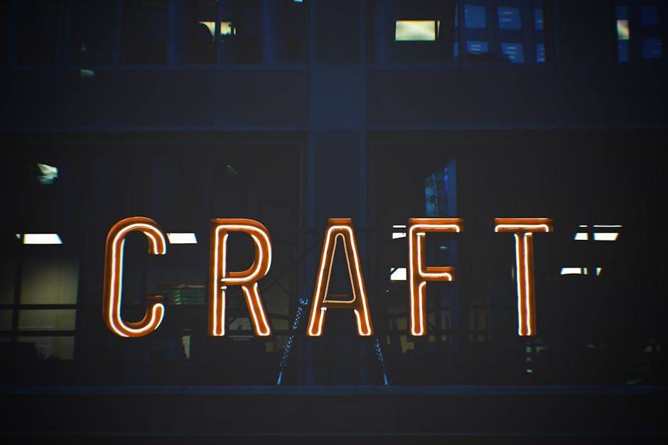 Illuminated neon CRAFT sign