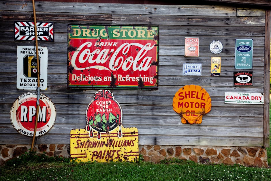 Vintage advertising signs collection